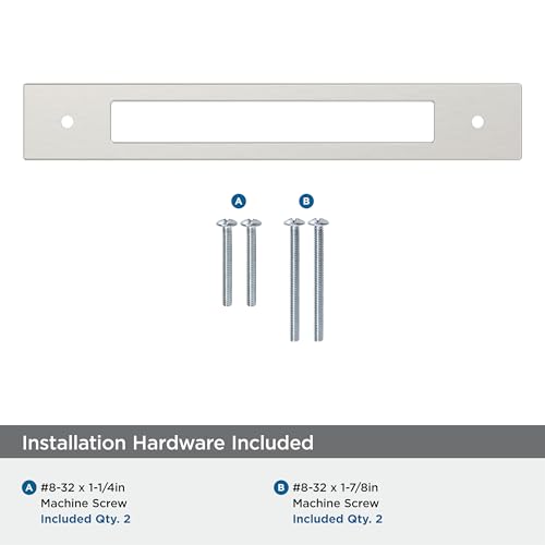 Image of Amerock Medora 6-5 /16 inch Satin Nickel Backplate | Decorative zinc cabinet hardware backplate designed to complement knobs and pulls while protecting cabinet surfaces