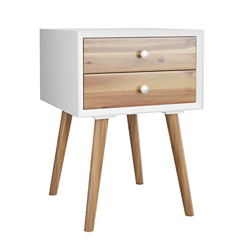 【Ampio spazio】Con 2 cassetti spaziosi, puoi riporre tutto ciò che vuoi e trovare subito quello che cerchi. Sulla superficie puoi posizionare oggetti decorativi come lampade, vasi e orologi.