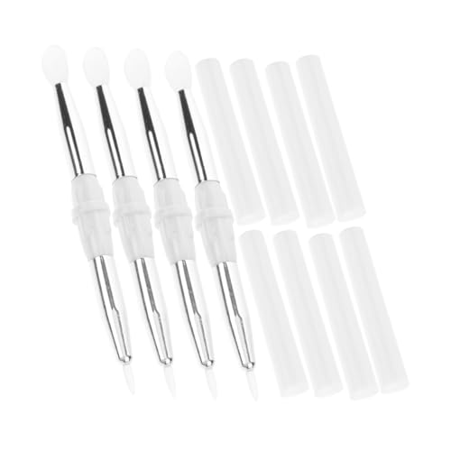 FOMIYES 4pcs Double-sided Silicone Lip Brush Set for Travel Makeup Applicator Sticks with Brush Covers Applicators Eye Shadow Concealer