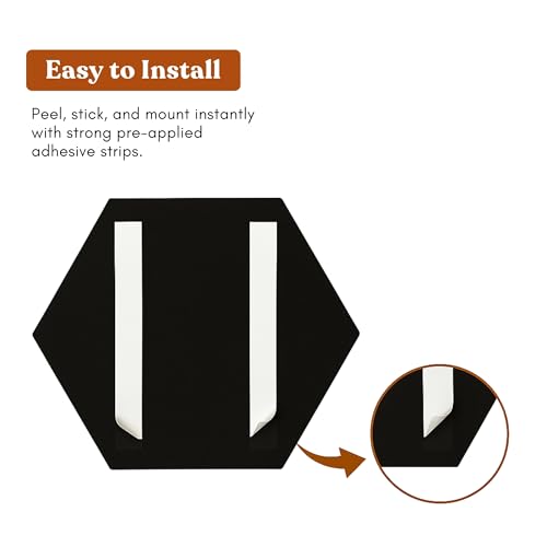Image of MMT Acoustix PinFelt Hexagon Bulletin Board - Set of 7 12x12 inch Felt Office Pin Board Tiles Notes Reminders & Work Organisation Self-Adhesive Pin-Friendly Acoustic Panels for Wall (Piano Black)