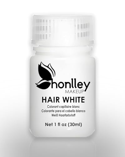 Honlley Hair White Beard Dye | Washable Temporary White Hair Color Makeup for Santa Beard Halloween Ursula Cosplay Theatre Costume Film SFX Synthetic Hair Dye for Men 1oz