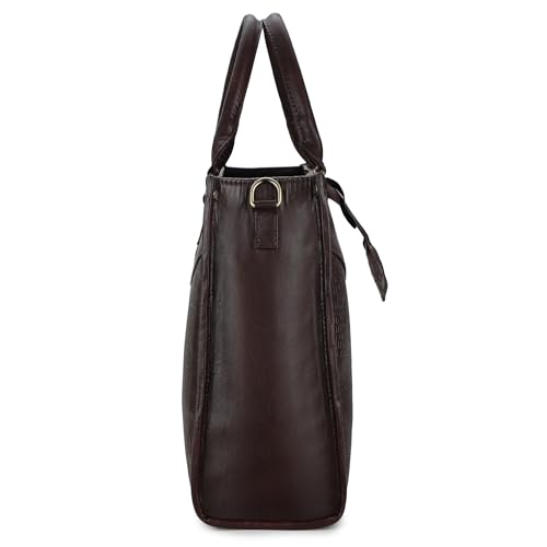Image of K London Stylish Women's Office Bag-Vegan Leather Laptop Tote For Professional&Casual Work Use|Spacious,Durable And Elegant Crossbody|Handbag|Sling Bag 14 Inch Laptop With Double Handles,White