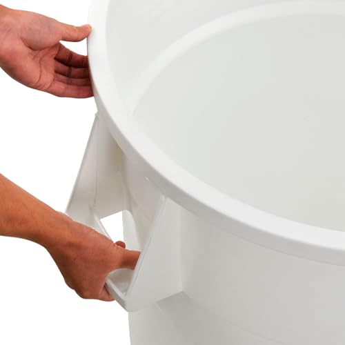 Caneca de basura redonda 44 gal plástico blanco miniatura 4