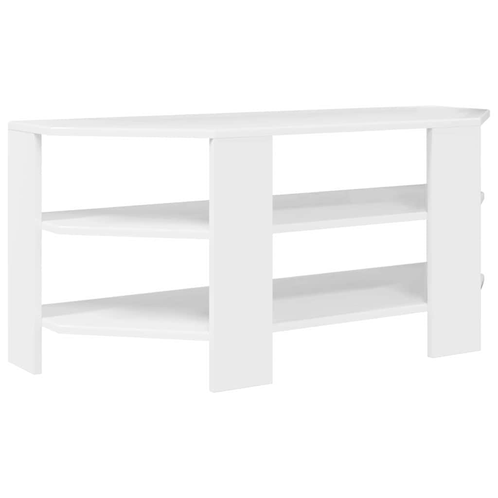 Mobile angolare per TV bianco lucido, 102 x 40,5 x 45 cm, in
