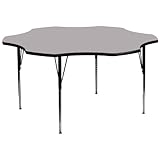 Flash Furniture Wren 60'' Flower Grey Thermal Laminate Activity Table - Standard Height Adjustable Legs