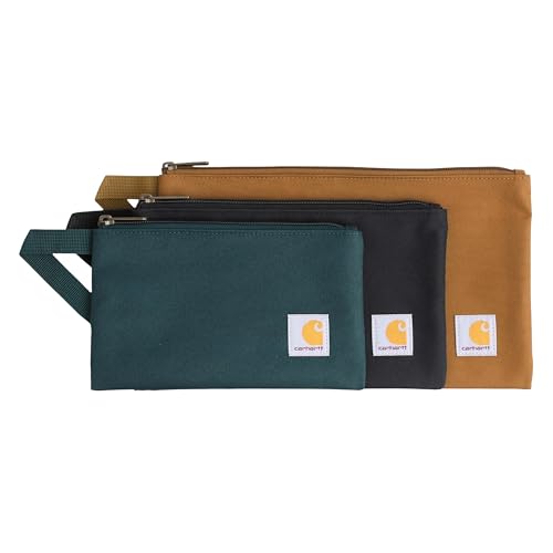 Carhartt Utility Zipper Pouch Set Durable Water Repellent Organizers Sold in Sets of Three Carhartt Brown/Black/Greenstone
