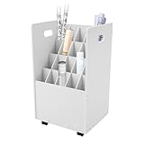 Blue Print Storage Organizer, 20 Slot Movable Portable Construction Plan Holder Rolling File Cart with Wheels Map Poster Storage Cabinet for Office and Home (White, 20)
