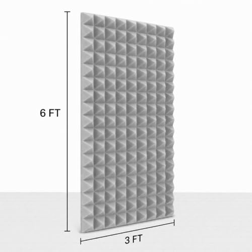 Image of Pyramid Soundproofing Studio Acoustic Foam (1 Sheet / (6'x3')) - 2 Inches Inches High Density, Soundproof Foam, Noise Reduction,Echo Absorption (Grey, 1 Sheet / (6'x3'))