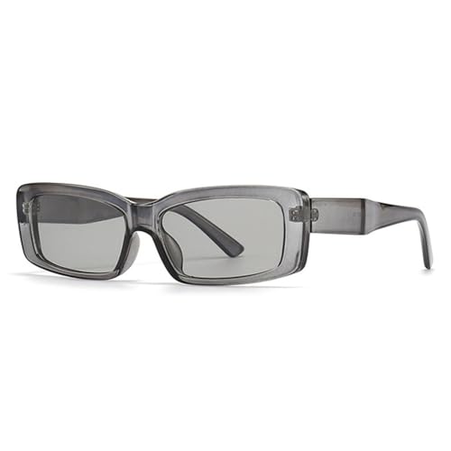 Lunettes de soleil rectangulaires avec verres gris clair et style rétro unique