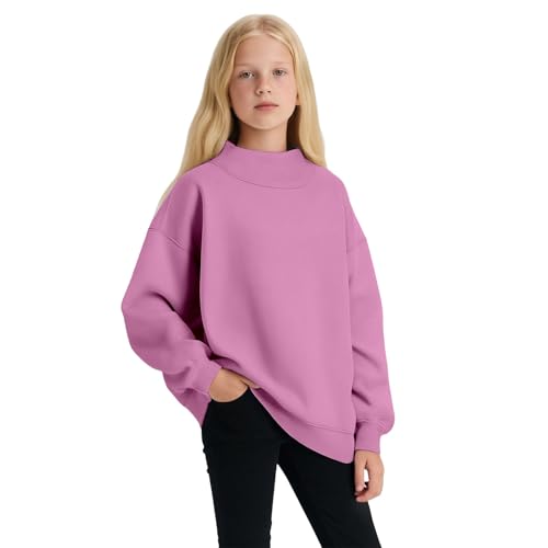 Mock Neck Sweatshirt for Girls Oversized Turtleneck Sweater Long Sleeve Cute Fleece Pullover Tops Fall Trendy Hoodies Clothes4
