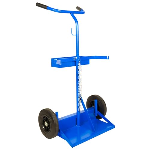 American Lifting Welding Cylinder Hand Truck - 46-Inch High by 28-Inch Wide - Dual Handle Bars, Tool Box Solid Rubber Wheels, 300 lbs. Capacity for Welding Cylinder Transport