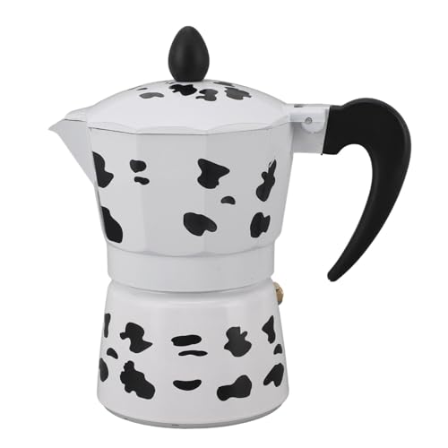 QWUUYEC Cafetera de aluminio color vaca lechera, cafetera, cafetera, para el hogar, cafetería, actividades al aire libre, camping, viajes (3 tazas de 150 ml)