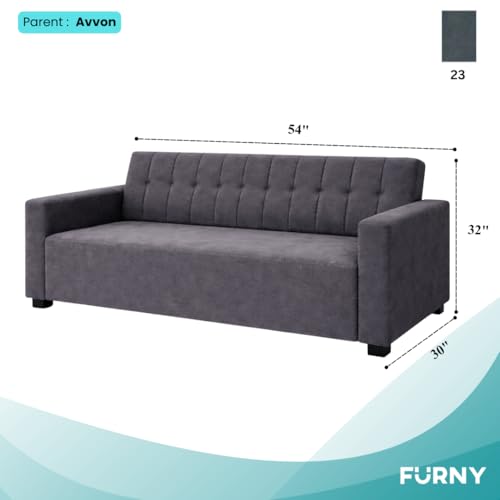 Image of FURNY Luxora 2 Seater Fabric Sofa Set (Dark Grey) with Velvet Finish | Durable Comfort | Ideal for Living Room.