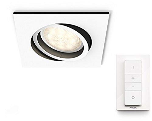 Preisvergleich Produktbild Philips Hue White Ambiance LED Einbauspot Milliskin inkl. Dimmschalter, dimmbar, alle Weißschattierungen, steuerbar via App, weiß, eckig, kompatibel mit Amazon Alexa (Echo, Echo Dot)