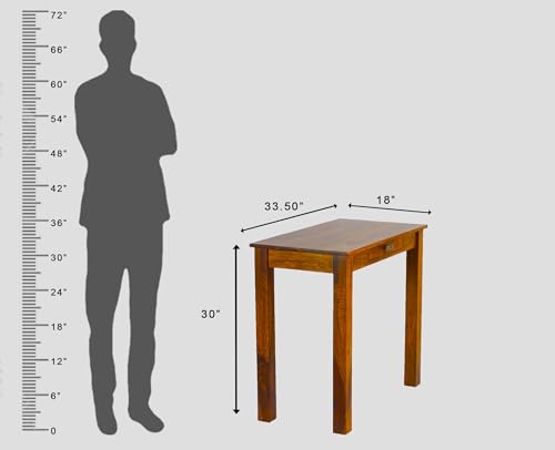 Image of Solid Wood Folding Study Table Laptop Computer Pc Writing Foldable Desk for Home & Office Space Saving Sleek Design (Brown Finish)