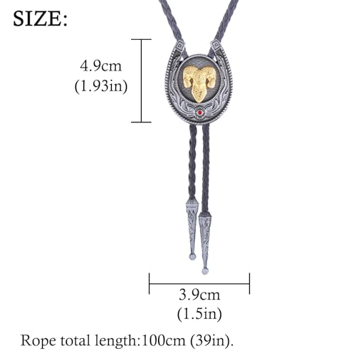 Image of HUABOLA CALYN Bolo Tie for Men- Western Cowboy Native American Golden Horse Bolo Tie