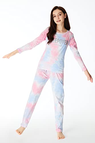 Beezizac Pajamas for Girls 100% Cotton Tie dye Unicorn Mermaid Sleepover PJ Set Size 4T-184