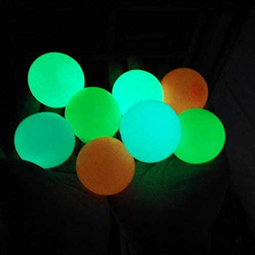Sticky Wall Balls Glowing Balls Stress Balls for Kids Adults Anxiety Stress Relief, 8 Pieces Luminescent Glow in The Dark Pop Balls Silicone Push It Sensory Squishy Toys for Exercise ADHD OCD Anxiety