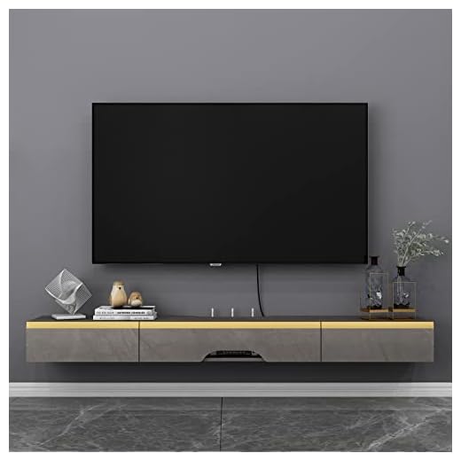 Pmnianhua Floating TV Shelf, 59'' Wall Mounted Wood Floating TV Console Entertainment Media Shelf TV Wall Unit with 2 Drawers and 1 Large Door (59.05 in, Dark Gray)