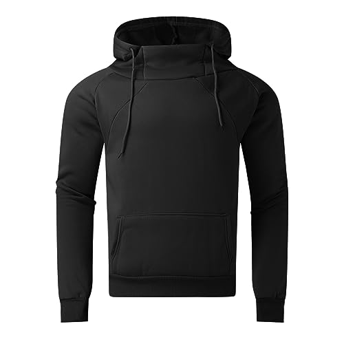 Mens Hoodies Pullover High Neck Casual Loose Fit Oversized Hoodie Heavyweight Fleece Lined Unisex Plain Y2k Hoodies4