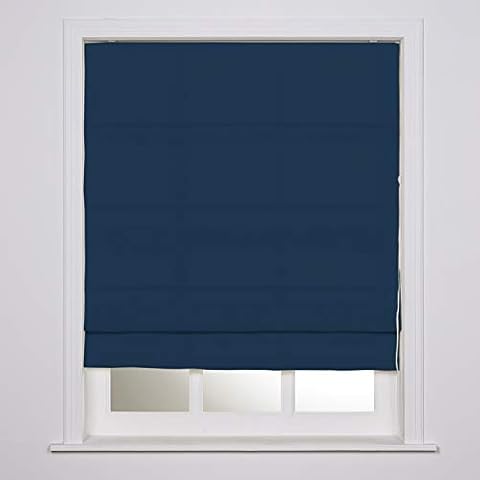 Roman Shades for Kitchen Window, Wall and Ceiling Mounted, Blackout Roman Shade, Fabric Roman Shade Custom, Navy Blue Shade, Drapifytex Cover