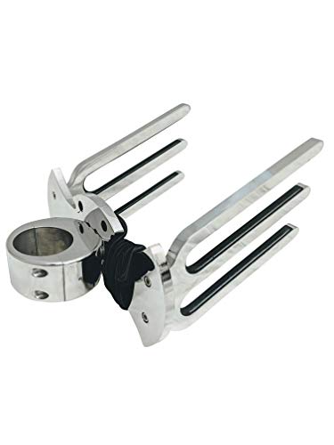 Krypt Bat Wakeboard Tower Boat Board Racks - Full Size Rack, Fits Round Tubing Tower, Polished 6061 Alumimum, Adjustable Swivel Base, Clamp Sizes: 1 1/4