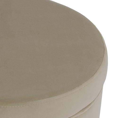 Image of HomePop Home Decor | Upholstered Round Storage Ottoman | Ottoman with Storage for Living Room & Bedroom, Fawn Gray Velvet, Large
