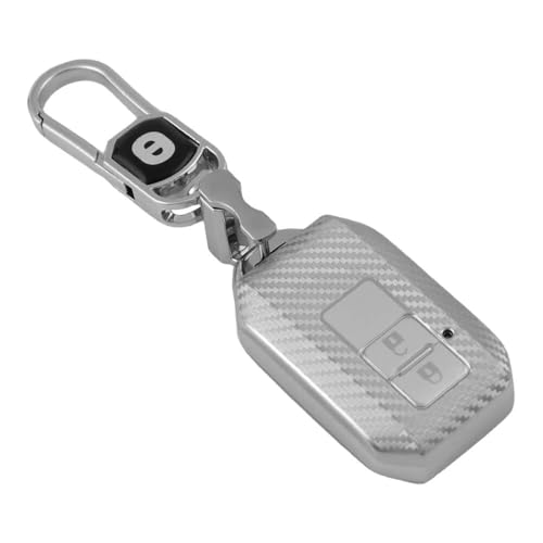 Image of Keyzone silverstar TPU Key Cover & Keychain for Baleno, Jimny, Swift, Ertiga, Grand Vitara, XL6, Brezza, Fronx, Dzire, Glanza, Urban Cruiser Hyryder 2 Button Smart Key (Silver)