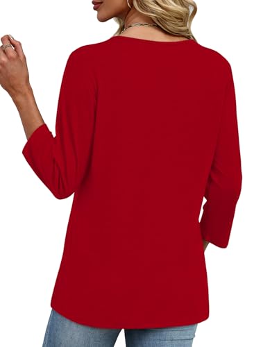 Image of XIEERDUO 3 /4 Length Sleeve Womens Tops V Neck T Shirts Summer Clothes Basic Blouses Dressy Casual 2026 Spring Outfits