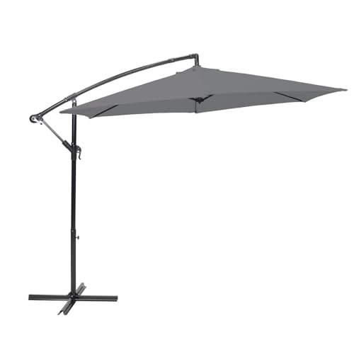 Brixy Zweefparasol - 300CM - Incl. Kruisvoet - Waterdicht - Verstelbare Hoogte - Antraciet