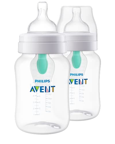Philips AVENT Anti-Colic Baby Bottles with AirFree Vent, 9oz, 2pk, Clear, SCY703/02