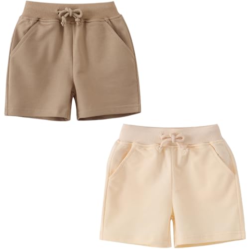 Toddler Boys Girls Cotton Jogger Shorts,Little Kids Active Sport Shorts with Drawstring