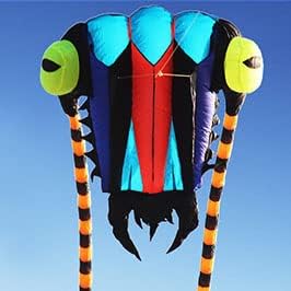 Miniatura 2 de Cometa trilobite azul de 21.5 ft² para adultos y niños, cometas inflables sólidas y suaves con colas largas