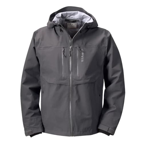Orvis Men's Clearwater Wading Jacket - Hooded 20K Waterproof Jackets for Men with Integrated Cuff System, Asphalt - Medium