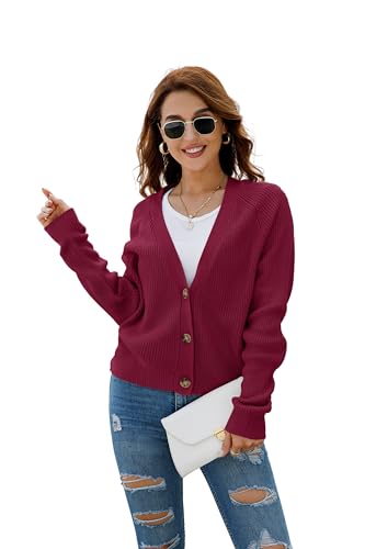 Image of TASAMO Womens Cardigan Sweaters 2026 Fall Cropped Lightweight Sweater