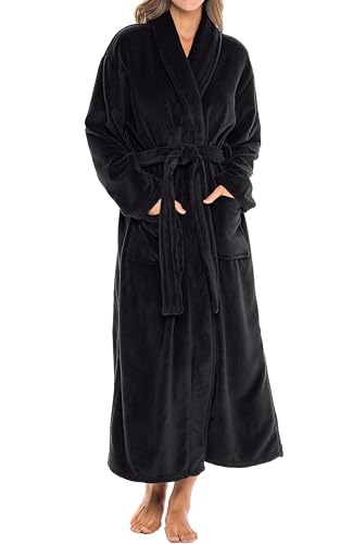 Alexander Del Rossa Womens Robes Long Plush, Robes for Women Bathrobe, Plus Size Robe Black Medium (A0117BLKMD)