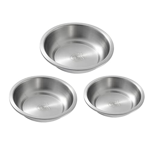 Garneck Round Stainless Steel Plate Set 3pc Dinner Plate Metal Dinner Dish for Camping Use