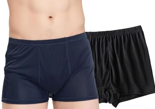 100% Pure Nature Mulberry Silk Mens Boxer Briefs Knitted Silk Underwear Underpants Breathable and Healthy