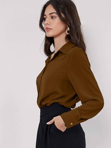 Image of GRECIILOOKS Women's Oversized Fit Rayon Crop Top Shirt | Comfortable Rich Korean Button Down | Workwear Top for Office & Casual Outfit