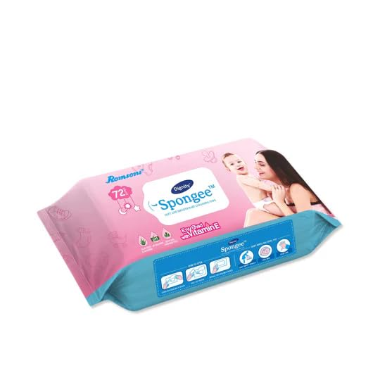 Dignity Spongee Soft and Smooth Baby Cleansing Wet Wipes with Aloe Vera Extract, 150x200 mm (Pack of 24) 1728 Wipes - Image 3 thumbnail
