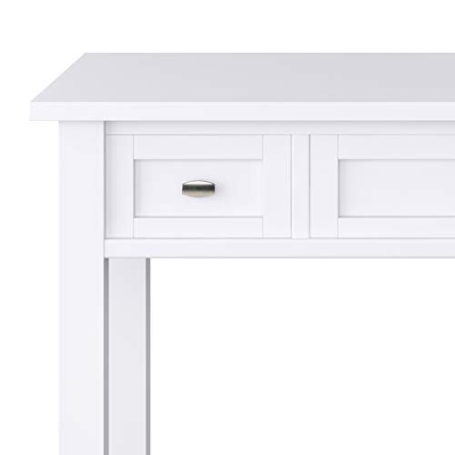 Simplihome Warm Shaker Solid Wood Transitional Modern 48 Inch Wide Home Office Desk, Writing Table, Workstation, Study Table Furniture In White With 2 Drawers #TOP4