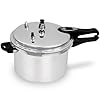 6 Litre Dual Handle Pressure Cooker for Kitchen & Catering, Aluminium + Stainless Steel, Suitable for all Hob Types Including Induction Hob - Silver