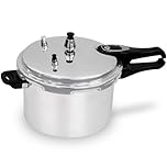 7.5 Litre Dual Handle Pressure Cooker for Kitchen & Catering, Aluminium + Stainless Steel, Suitable for all Hob Types Including Induction Hob - Silver