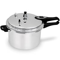 6 Litre Dual Handle Pressure Cooker for Kitchen & Catering, Aluminium + Stainless Steel, Suitable for all Hob Types Including Induction Hob - Silver
