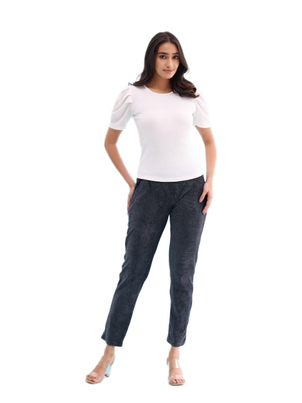 Image of GO COLORS Solid Corduroy Treggings for Women | Warmtech, Mid Rise, Side Pocket