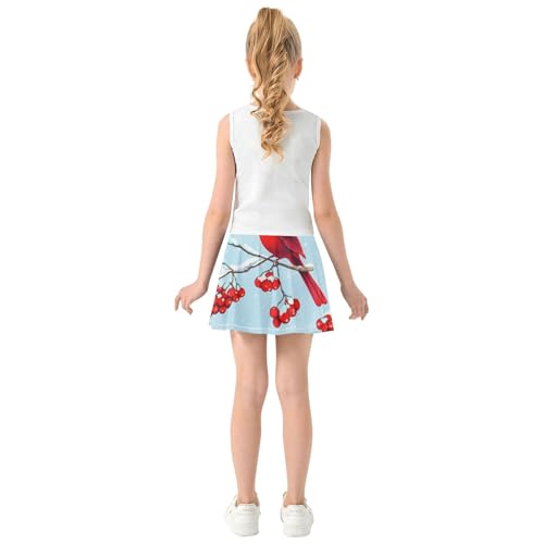Girls Skorts Athletic Shorts Winter Red Birds Tennis Skirts for Kids Kid Teen Teen Cheer 3t4