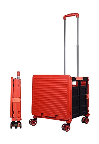 QUANLI Faltbarer Einkaufstrolley aus Metall mit Universalrad und Deckel, einfach zusammenklappbar, große Kapazität…