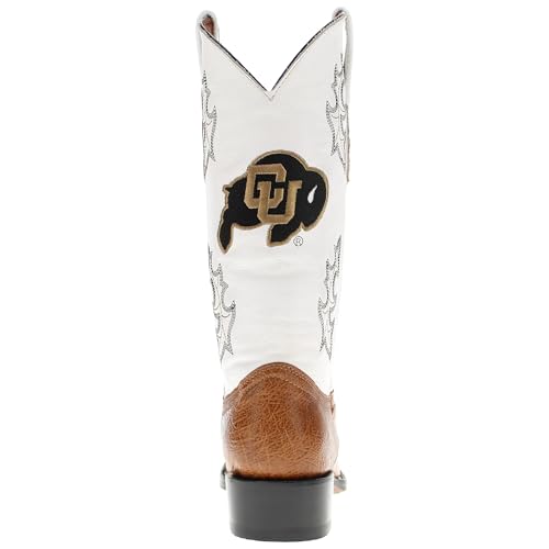 Image of Vaccari Men's Brooks Genuine Smooth Ostrich Leather NCAA Athletics Embroidery Western Cowboy Boots