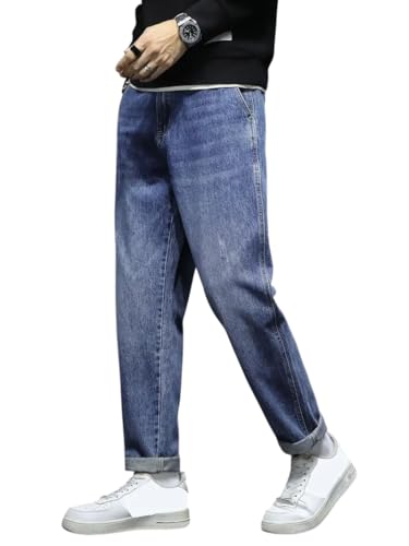 Image of Men's Loose Fit Denim Jeans | Mid Rise Straight Baggy Fit | Stretchable Casual Streetwear Jeans for Men