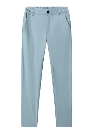 Boys Golf Pants Classic Work Dress Quick Dry Pull-on School Uniform Pants Kids Straight Chino Pants(SBP2688-GrayBlue-12)
